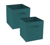 GREATOYAR Juego de 2 Cajas de Almacenamiento, Cajas de Almacenamiento de Tela, Cubos de Almacenamiento Plegables, Caja Juguete Plegable, Cajas de Organización, 31x31x31cm, Azul Pavo Real, 2 Unidades