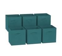GREATOYAR Juego de 6 Cajas de Almacenamiento, Cajas de Almacenamiento de Tela, Cubos de Almacenamiento Plegables, Caja Juguete Plegable, Cajas de Organización, 31x31x31cm, Azul Pavo Real, 6 Unidades