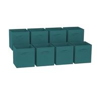 GREATOYAR Juego de 8 Cajas de Almacenamiento, Cajas de Almacenamiento de Tela, Cubos de Almacenamiento Plegables, Caja Juguete Plegable, Cajas de Organización, 31x31x31cm, Azul Pavo Real, 8 Unidades
