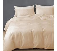 GREATOYAR Juego de Nórdica,Juego de Funda de Edredón, Set de 4 Piezas, 1 Funda Nórdica, 1 Sábana Bajera Ajustable, 2 Fundas de Almohada, 100% Poliéster, Transpirable, para Cama 135cm, Beige