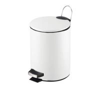 GREATOYAR Papelera Metal Con Pedal, Cubo de Basura de Acero Inoxidable, Reposapiés Antideslizante para Cocina, Baño, Oficina, 5 Litros, Blanco