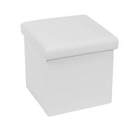 GREATOYAR Puff Otomana Plegable, Baúl Taburete Plegable, Taburete Plegable de Almacenamiento, Banco Almacenaje Baúl, Caja Almacenaje Juguetes, Dormitorio Mesa Baja, PVC, 38x38x38cm, Blanco