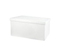 GREATOYAR Puff Otomana Plegable, Taburete Plegable de Almacenamiento, Banco Almacenaje Baúl, Caja Almacenaje Juguetes, Dormitorio Mesa Baja, Tela de Peluche, 76x38x38cm, Color Blanco