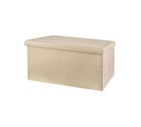 GREATOYAR Puff Otomana Plegable, Taburete Plegable de Almacenamiento, Banco Almacenaje Baúl, Caja Almacenaje Juguetes, Dormitorio Mesa Baja, Imitación de Lino, 76x38x38cm, Color Beige