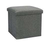 GREATOYAR Puff Taburete Plegable de Almacenamiento, Banco Otomano Asiento, Mesas Plegables Pequeñas, Caja Almacenaje Juguetes, Muebles Auxiliares, Dormitorio Mesa Baja, Lino, 31 x 31 x 31 cm, Gris