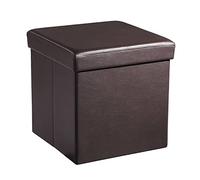 GREATOYAR Puff Taburete Plegable de Almacenamiento, Banco Otomano Asiento, Mesas Plegables Pequeñas, Caja Almacenaje Juguetes, Muebles Auxiliares, Dormitorio Mesa Baja, PVC, 31 x 31 x 31 cm, Marron