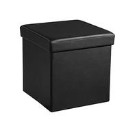GREATOYAR Puff Taburete Plegable de Almacenamiento, Banco Otomano Asiento, Mesas Plegables Pequeñas, Caja Almacenaje Juguetes, Muebles Auxiliares, Dormitorio Mesa Baja, PVC, 31 x 31 x 31 cm, Negro