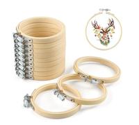 GREATRICH 12 Set Bastidor para Bordar de Madera, 10cm Juego de Mini Bastidores para Bordados, Punto de Cruz y Manualidades, para Principiantes, Decoración del Hogar y Proyectos de Costura Creativa