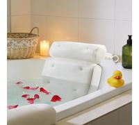 GREATRICH Almohada Bañera Antideslizante, Cojin Bañera con 6 Ventosas, Hidromasaje para Bañera, Suave y Confortable Almohada para SPA y Baño Relajante, Soporte para Cuello y Espalda, Blanco