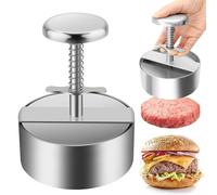 GREATRICH Aplastador de Prensas Hamburguesas, 14cm Molde Hamburguesas Caseras y Smash Burger Kit de Acero Inoxidable 304, XXL Prensador de Hamburguesas con Muelle y Desmontable, Apto Lavavajillas