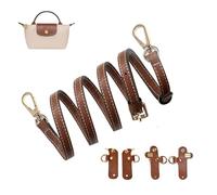 GREATRICH Correa Bolso Bandolera para Longchamp Mini, Correa de Cuero Ajustable para Bolso Mujer, Kit de Reemplazo Sin Punzonado, Marrón Dorado, 12mm Accesorio Viaje Elegante