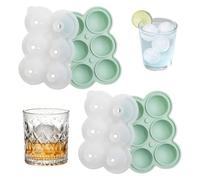 GREATRICH Cubitera Silicona con Tapa, 2 Piezas Cubiteras para Hielo Grandes y Redondos, Ice Cube Tray Reutilizable, Ideal para Cócteles, Whisky, Bebidas, Sin BPA, con Vertedor para Llenado Fácil