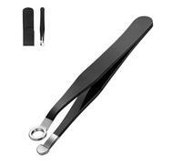 GREATRICH Pinzas para el Pelo de la Nariz de Acero Inoxidable, Punta Redonda para Recortar de Forma Segura, Multiusos para Cejas y Rostro, Incluye Funda de Cuero para Viaje, Hombre y Mujer