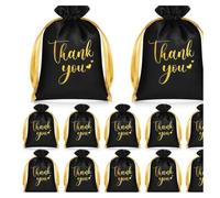 GreatRise 10 bolsas de regalo de satén con cordón, pequeñas bolsas de joyería con cordón, bolsas de tela para bodas, Navidad, Acción de Gracias, baby shower, joyas, caramelos, color negro #3, 13 x 18