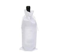GreatRise 10 bolsas de vino de arpillera con cordón, reutilizables, bolsas de regalo, botellas de vino, bolsas de champán, bolsas de banquete, bolsas para bodas, fiestas, degustación a ciegas, Blanco