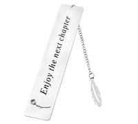 GreatRise 2 marcapáginas de metal divertidos con caja de regalo con colgante de plumas, marcadores personalizados para páginas de libros, regalos para amantes de la lectura, novia, profesora, colega