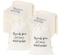 GreatRise 20 bolsas de algodón blancas de 10 × 15 cm, bolsas de tela con cordón, bolsas de algodón para joyas, Día de la Madre, Día de Acción de Gracias, boda, Navidad, fiesta
