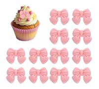 GreatRise 30 lazos de plástico rosa de resina para cupcakes, decoración para tartas, para bodas, día de San Valentín, niñas, cumpleaños, fundas para teléfono móvil, L = 3,5 x 3 cm