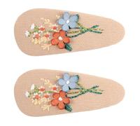 GreatRise 4 pinzas de pelo de tela con bordado de flores lindas horquillas de metal con botones de presión, pinzas para el pelo de flores, pinzas vintage para el pelo para bebés, niñas, niños pequeños