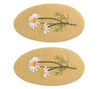 GreatRise 4 pinzas de pelo de tela con bordado de flores lindas horquillas de metal con botones de presión pinzas de pelo de flores vintage para bebé, niñas, niños pequeños, adolescentes, cúrcuma