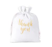 GreatRise 50pcs 13×18cm Samtsäckchen mit Kordelzug, Thank You Printen, Schmucksäckchen zum füllen Samt Geschenkbeutel für Weihnachten Erntedankfest Geschenk Süßigkeiten Schmuck Weiß