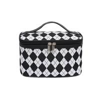 GreatRise Blanco y Negro Bolsa de Cosméticos Mujer Impermeable Bolsa de Maquillaje Bolsa de Viaje Leopardo Maletín de Cosméticos Bolsa de Lavado Bolsas Organizador a Cuadros Portátil Neceser con