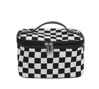GreatRise Blanco y Negro Bolsa de Cosméticos Mujer Impermeable Bolsa de Maquillaje Bolsa de Viaje Leopardo Maletín de Cosméticos Bolsa de Lavado Bolsas Organizador a Cuadros Portátil Neceser con