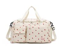 GreatRise Bolsa de deporte de pana para mujer con compartimento húmedo y compartimento para zapatos y correa para el hombro extraíble, equipaje de mano, bolsa de viaje para colgar, diseño de fresas