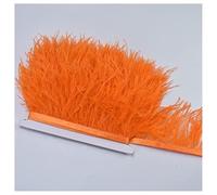 GreatRise Cinta de plumas de avestruz naturales de 8 - 10 cm, cinta de plumas para manualidades, flecos, para manualidades, manualidades, costura, sombrero, vestido, decoración, naranja, 1 m