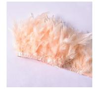 GreatRise Cinta de Plumas de Pavo Natural 10-15 cm, Borde y Ribete de Felpa para Manualidades, Costura, Fiesta, Boda, Vestido, Disfraces, Decoración - Champán, 2 m