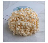 GreatRise Cinta de pompones colorida con pompones de 1,2 cm, cinta de encaje con pompones, cinta de pompones para manualidades, costura, ropa, decoración del hogar, beige, 9,14 m