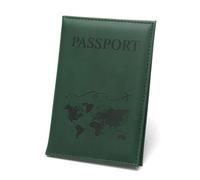GreatRise Funda de piel sintética para pasaporte y etiqueta de equipaje con placa de dirección, cubierta de protección visual, hebilla ajustable, organizador de pasaporte, etiqueta para documentos de