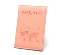 GreatRise Funda de piel sintética para pasaporte y etiqueta de equipaje con placa de dirección, cubierta de protección visual, hebilla ajustable, organizador de pasaporte, etiqueta para documentos de