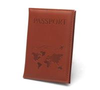 GreatRise Funda de piel sintética para pasaporte y etiqueta de equipaje con placa de dirección, cubierta de protección visual, hebilla ajustable, organizador de pasaporte, etiqueta para documentos de