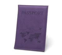GreatRise Funda de piel sintética para pasaporte y etiqueta de equipaje con placa de dirección, cubierta de protección visual, hebilla ajustable, organizador de pasaporte, etiqueta para documentos de