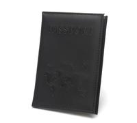 GreatRise Funda de piel sintética para pasaporte y etiqueta de equipaje con placa de dirección, cubierta de protección visual, hebilla ajustable, organizador de pasaporte, etiqueta para documentos de