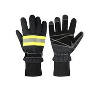 GreatRise Guantes de bomberos largos de piel con tiras reflectantes ajustables, resistentes al calor/fuego, guantes de soldadura, aislantes térmicos, guantes de trabajo para soldadura, construcción