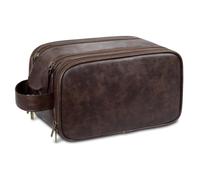 GreatRise Neceser de aseo para hombre de piel sintética de gran capacidad, bolsa de aseo, organizador de maquillaje, con asa, doble apertura de cremallera, para viajes, vacaciones, deportes, verde