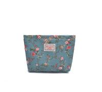 GreatRise Neceser de cosméticos para mujer, bolso de aseo vintage con estampado floral, bolsa de maquillaje de viaje, organizador portátil, bolsillo con cremallera para mujeres y niñas, azul