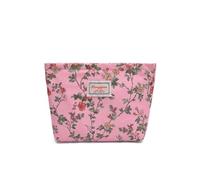 GreatRise Neceser de cosméticos para mujer, bolso de aseo vintage con estampado floral, bolsa de maquillaje de viaje, organizador portátil, bolsillo con cremallera para mujeres y niñas, Rosa.