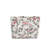 GreatRise Neceser de cosméticos para mujer, bolso de aseo vintage con estampado floral, bolsa de maquillaje de viaje, organizador portátil, bolsillo con cremallera para mujeres y niñas, beige