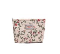GreatRise Neceser de cosméticos para mujer, bolso de aseo vintage con estampado floral, bolsa de maquillaje de viaje, organizador portátil, bolsillo con cremallera para mujeres y niñas, marrón