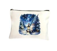 GreatRise Neceser de lona para maquillaje con patrón de Papá Noel, bolsa de maquillaje para mujer, con cremallera, bolsa de aseo, bolsa de aseo, organizador para viajes, Navidad, regalo verde, verde