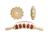 GreatRise Rodillo de masaje de madera para fascia con mango, maderoterapia para espalda, masajeador corporal, rodillo para masaje, piernas, abdomen, cuerpo, relajación muscular, bicolor, curvo, once