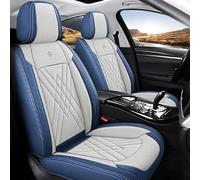 GREB Fundas Asientos Coche para Dacia Jogger 2022 2023 2024 2025, Cuero Impermeable Antideslizante Full Set Asiento Protección Fundas Auto,D Blue-Beige