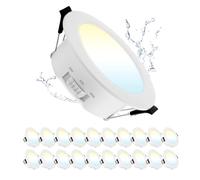 Grebeam 5W Ojo de buey led para techo, 3000K/4000K/6000K Blanco Cálido/Neutro/Frío, Downlight LED Techo Empotrable IP44 para Baño Ø65-75mm Agujero, Pack de 20