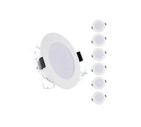 Grebeam 6 Unidades Ojos de Buey LED 5W Para Techo, 450LM IP65 Downlight Empotrable 220V, Blanco Natural 4000K, Diámetro Agujeros ø75-90mm, Foco Interior Para Baño, Cocina, Salón