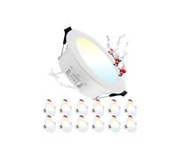 Grebeam Ojo de buey led para techo 7W Blanco Cálido/Neutro/Frío Downlight LED Techo Empotrable IP44 para Baño Cocina Sala de Estar Ø78-88mm Agujero Pack de 12