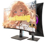 GreBear - Monitor de juego curvado de 27 pulgadas de 180 Hz QHD de altura ajustable, monitores profesionales de PC 2K de 2560 x 1440p visualización de computadora de oficina en casa, HDMI, DP, 1500R
