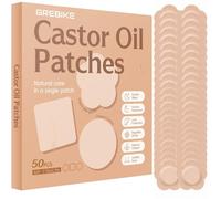 GREBIKE 100PCS Castor Oil Patches, Castor Oil Pack Wraps Disposable Organic Cotton Self-Adhesive Pads for Belly Button, Anti Leakage Design, Breathable & Portable, No Wash (Beige)